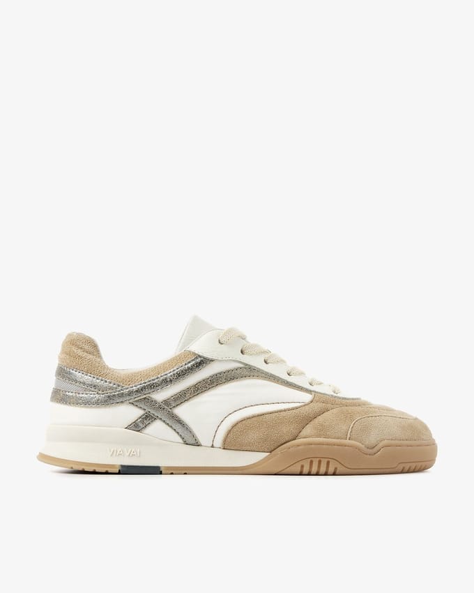 VIA VAI Kris Sky Sneakers dames - Textiel,Leer,Mesh,Su�de - Beige