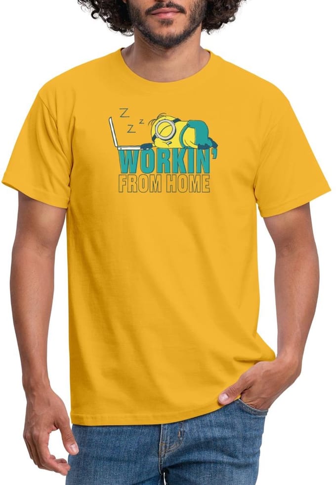 Minions Stuart Working From Home T-Shirt Heren