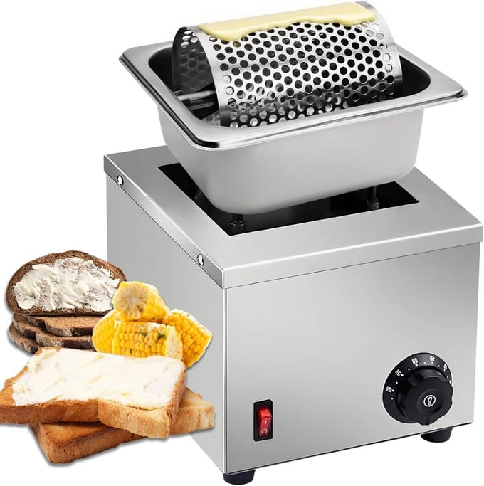 Elektrische boterroller - Boter strooier - Gelijkmatig smeren - Verstelbare verwarming - 3kg - Zilver
