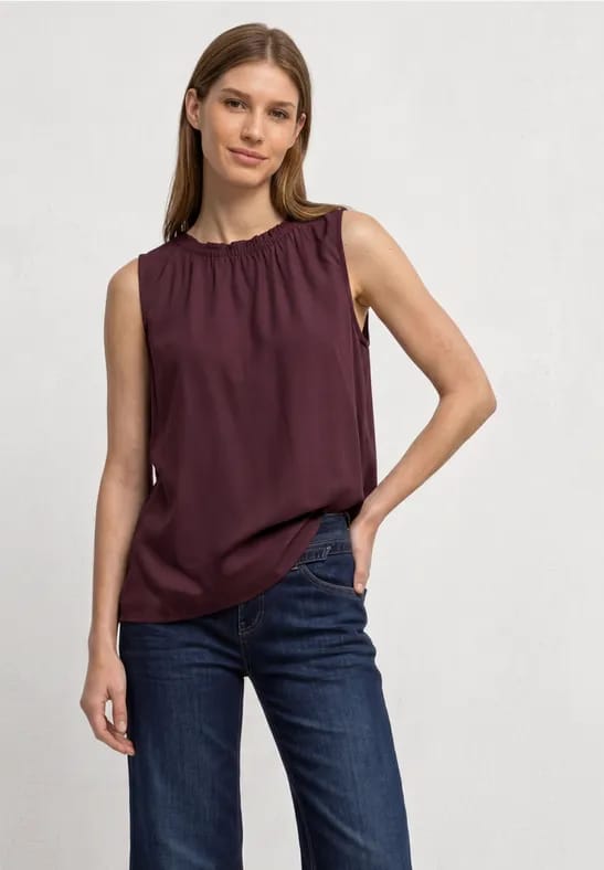 Blouse met gerimpelde ronde hals
