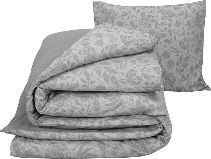 De Witte Lietaer Dekbedovertrek Lea Natural Grey - Eenpersoons - 140 x 200/220 cm - Flanel