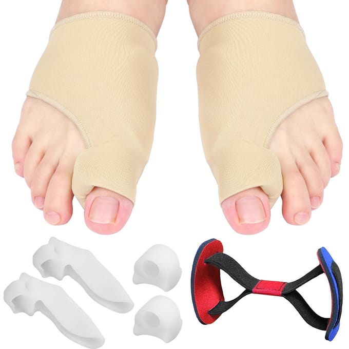 7-delige Bunion Corrector Set Bunion Relief Protector Sleeves Kit Teenafscheiders Spacers Stijltangen 7pcs beige