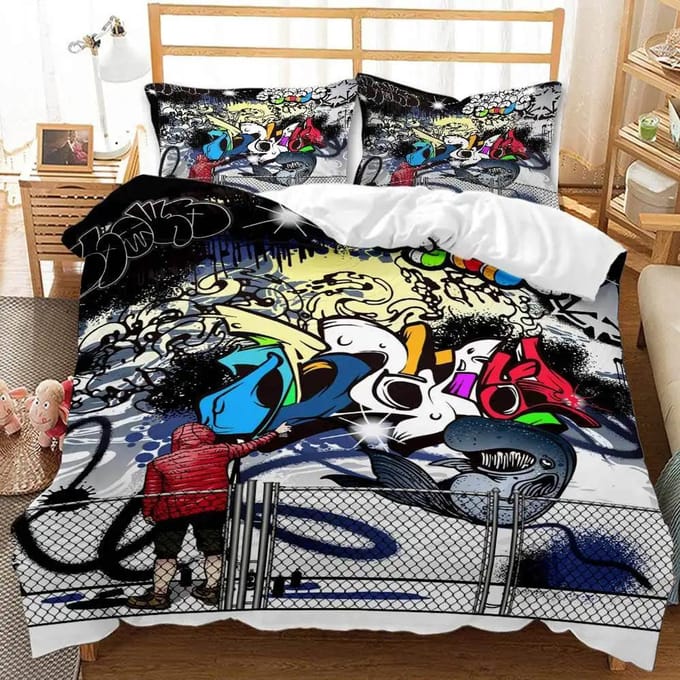 Urban Graffiti Modern Dekbedovertrek Set zonder hoeslaken King Queen Double Twin Single Beddengoed Set 265x228cm