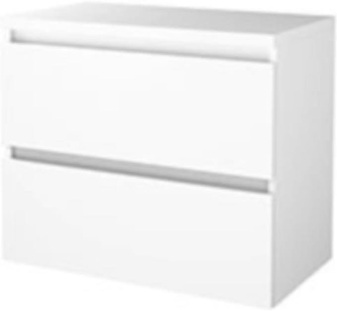 Basic-Line Start 46 Badkamermeubelset - 80 x 46 cm - Greeploos - 2 Lades - Wastafelblad - Ice White