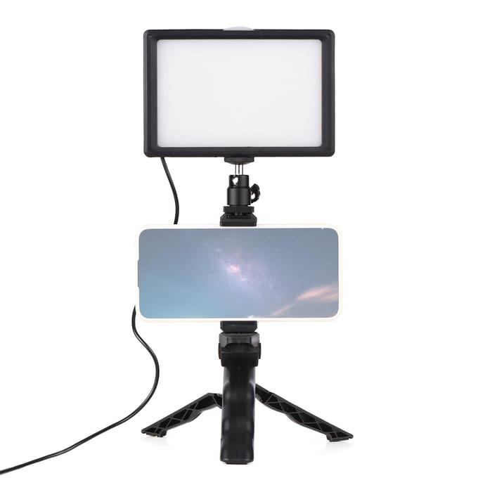 Andoer desktopverlichtingsset Professioneel LED-videolicht + verstelbaar statief 120 stuks lichtkralen zwart