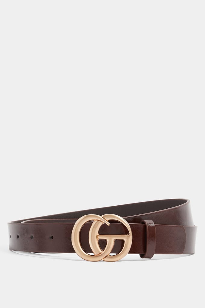 Yours Bruine Riem Met Dubbele Ring En Initialensize 42-44