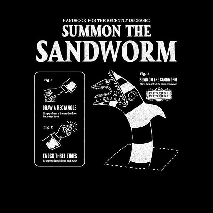 Beetlejuice Sandworm Instructional Unisex T-Shirt - Black - S