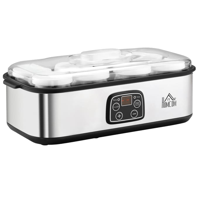 Homcom Yoghurtmaker Capaciteit 1,44L met 8 potten 180 ml timer en thermostaat