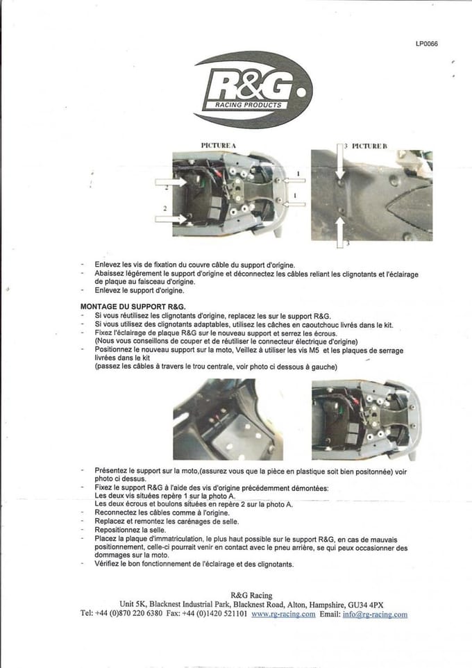 Kentekenplaathouder LED-verlichting R&G voor motor Triumph 1050 Speed triple 2005 tot 2010 LP0066BK Nieuw