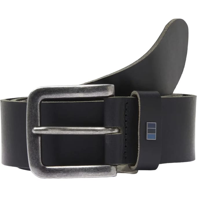 JACK & JONES Jacflag leather belt 4 cm, heren riem, zwart (black)