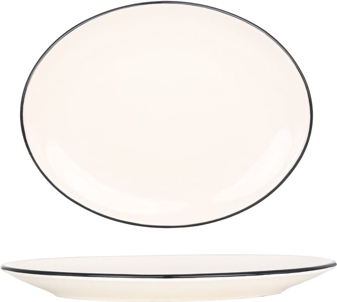 Bonna Serveerschaal - Linea Black - Porselein - 25 cm - set van 2