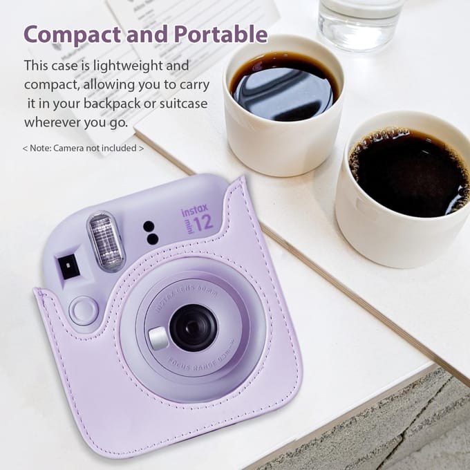Instant camera beschermhoes PU-lederen camera-opbergtas met afneembare verstelbare schouder wit