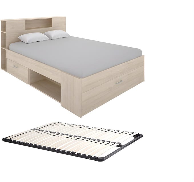 Vente-unique Bedframe hout natuurlijk licht 140 x 190 cm