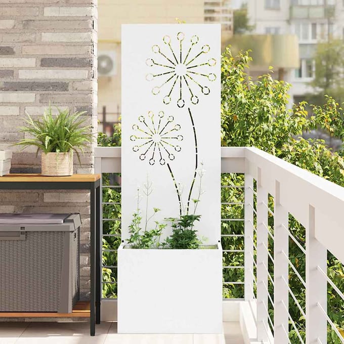 vidaXL - Tuin - Privacy - Scherm - Wit - 50 - x - 32 - x - 150 - cm - Koudgewalst - staal