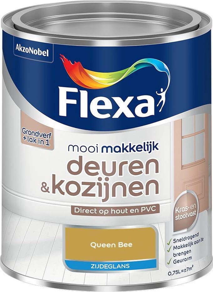 Flexa - Mooi Makkelijk Deuren & Kozijnen Zijdeglans - Queen Bee - Mengverf - 750 Ml