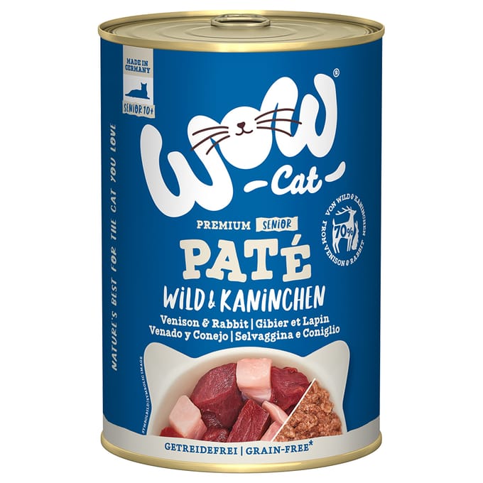 6x400g WOW Cat Senior Wild & Konijn natvoer voor katten