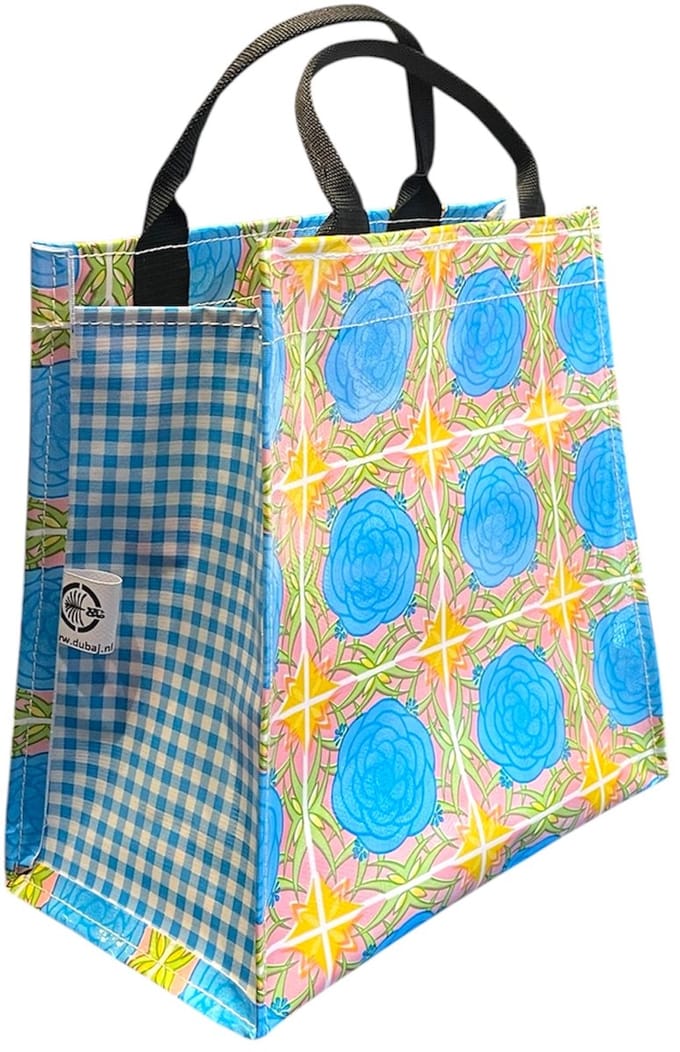 Atelier Du Baj Shopper van Mexicaans tafelzeil rose aqua blue