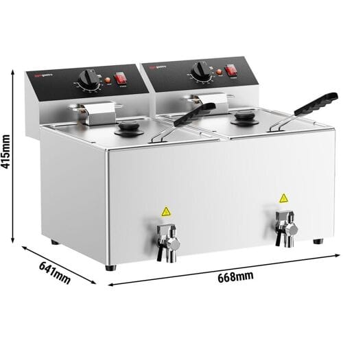 GGM Gastro Elektro Doppelfritteuse - 12+12 Liter - 6,5 kW - mit Ablasshahn