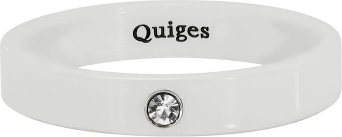 Quiges Stapelring Dames - Vulring Zirkonia - Keramiek wit - Maat 19 - Hoogte 4mm