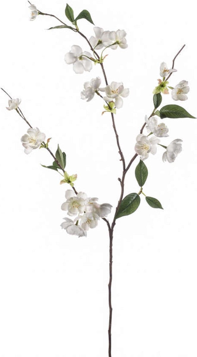 Emerald - Kunstbloem Perzikbloesem 80cm wit - Kunstplant voor binnen