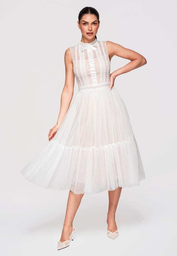 LARICA Jurk - Polyamide - Mouwloos - Rits Wit S