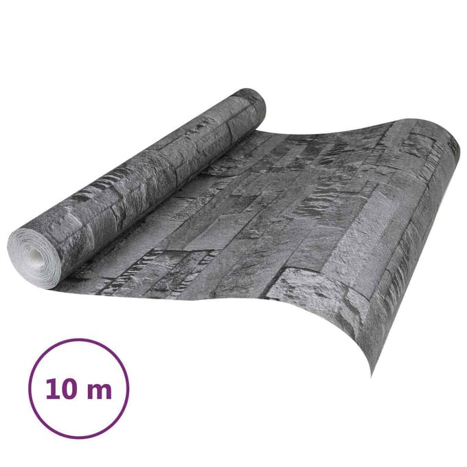 vidaXL - 3D - Steen - Behang - Zwart - 10 - x - 0,53 - m - Non-Woven - Stof