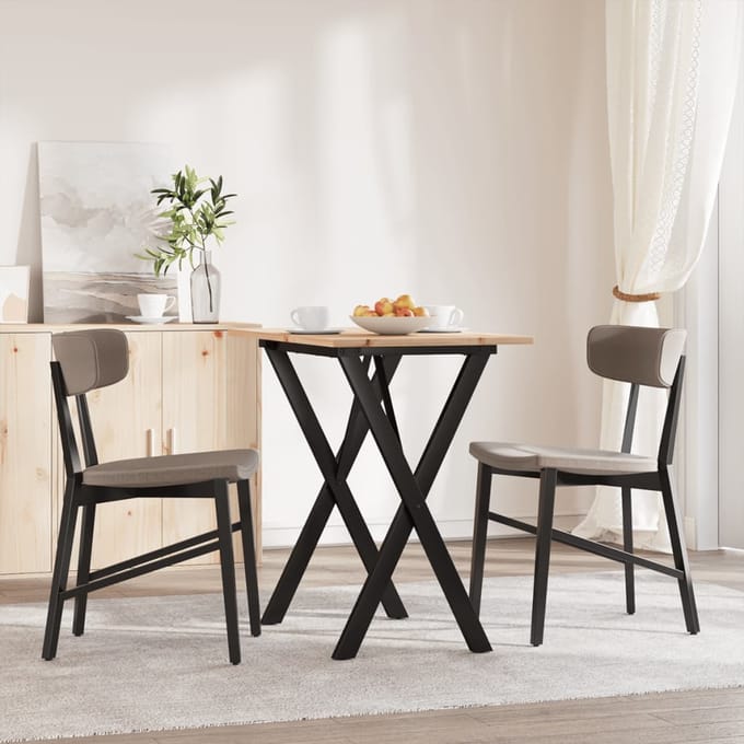 vidaXL - Eettafel - X-frame - 80x50x75 - cm - massief - grenenhout - en - staal