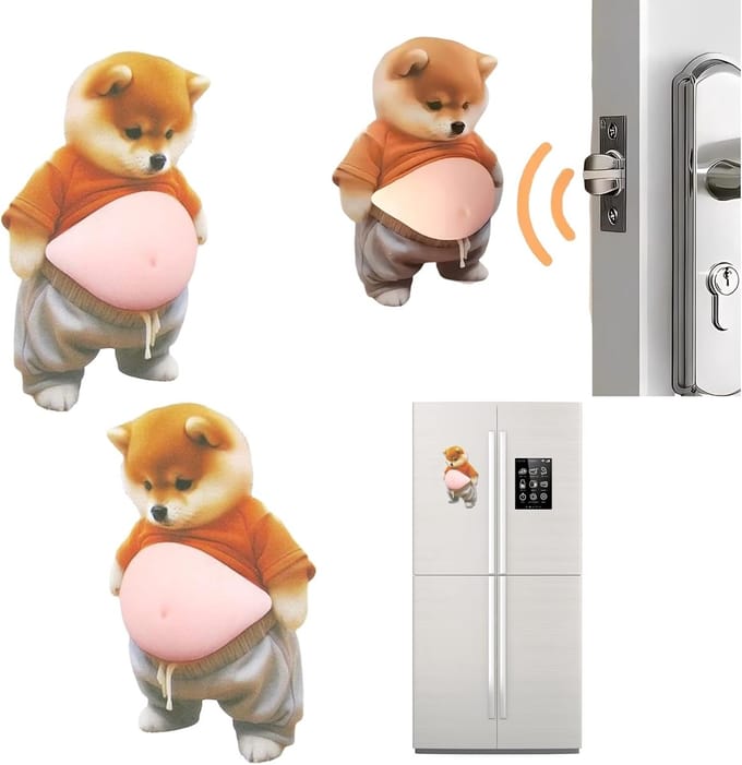 Hond Sticker - Deurstopper - Bescherming Deuren - Zachte Siliconen - 3D Buik - Grijs
