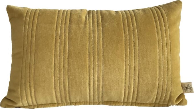 Rocaflor Kussen Rechthoek Velours Fluweel Oker Geel met goud stiksel  50cmx30cm