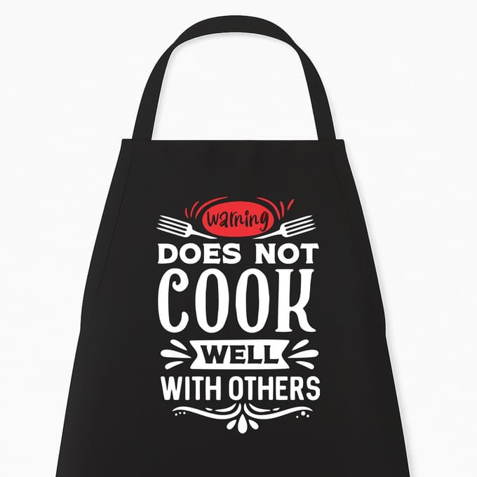 Keukenschort "Warning, does not cook well with others" | Grappig Kerstcadeau & Sinterklaas | Zwart