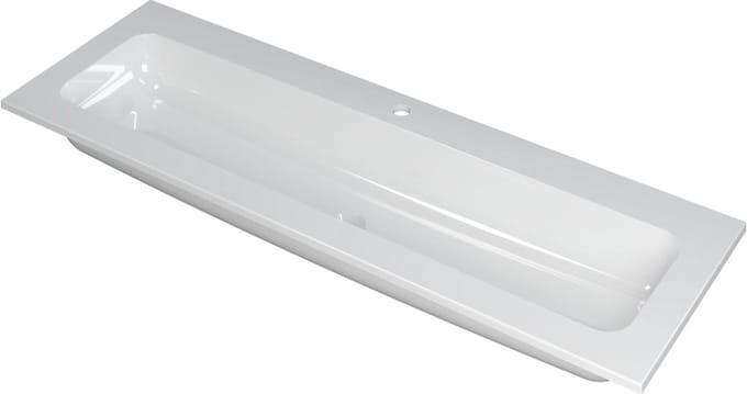 INK Faktor wastafel polystone centraal met 1 kraangat, 140x45x1,5cm, glans wit