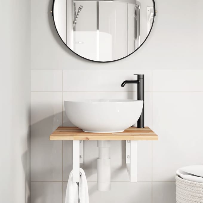 vidaXL - Badkamer - wandschap - staal - en - massief - acaciahout