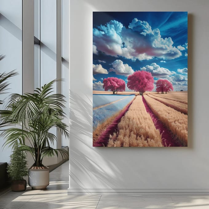 Canvas Schilderij - Roze Bomen - Landschappen - 90x60x2 cm