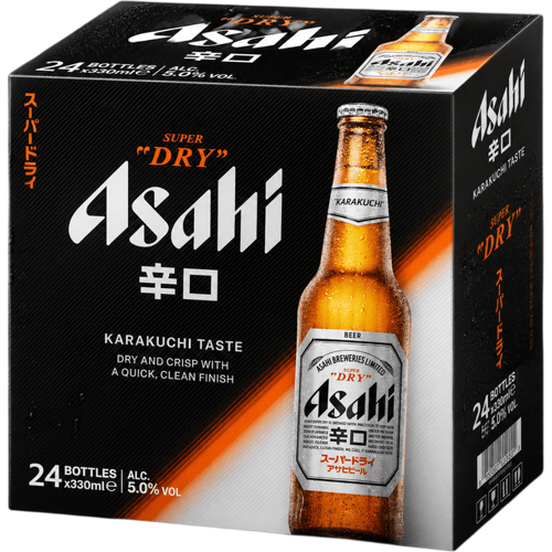Asahi Super Dry bier, fles, EU, 5,0%, 330 ml × 24
