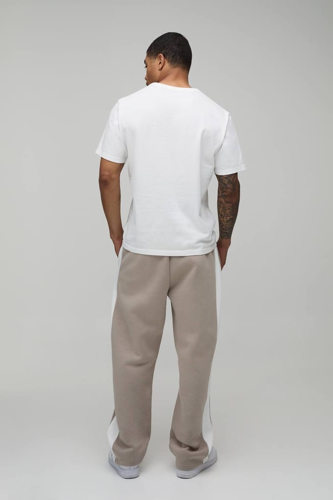 Straight Fit Paneel Joggingbroek | Stone | Size 5XL