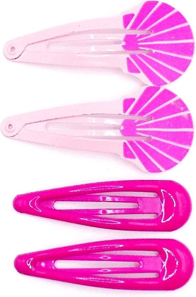 Klik-klak haarspeldjes paars-roze met hoorntje