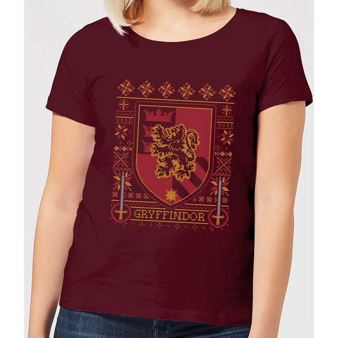 Harry Potter Gryffindor Crest dames kerst t-shirt - Burgundy - M