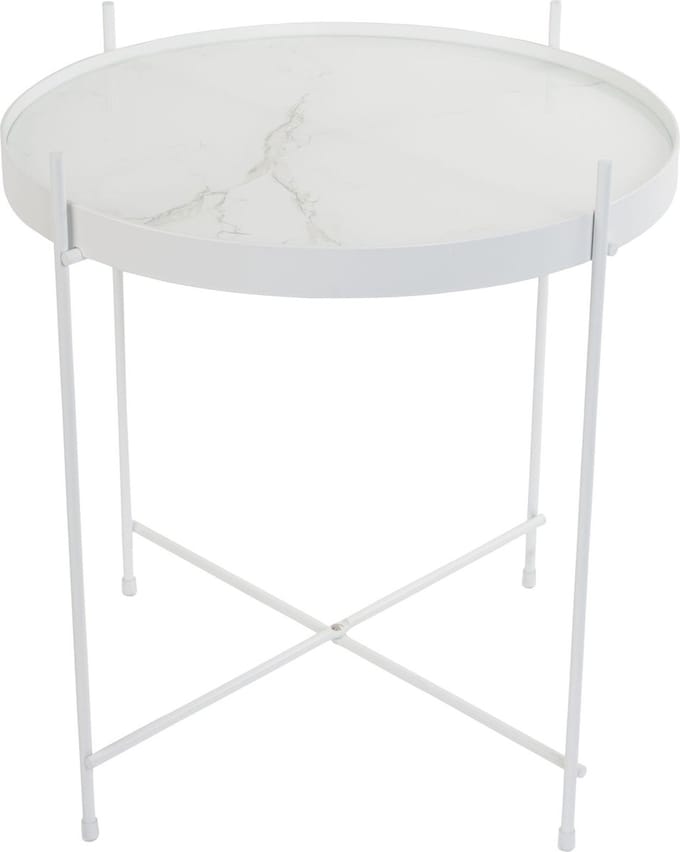 Zuiver Cupid Bijzettafel Rond 43 cm Glas/ Marmer Wit