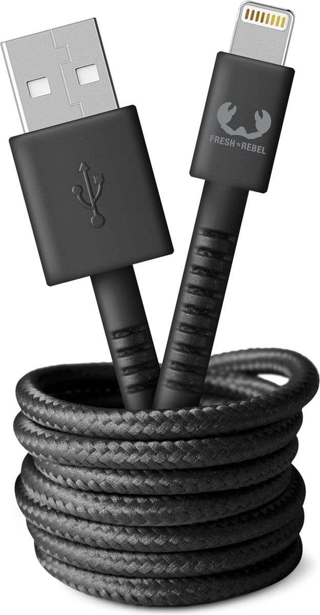 Fresh 'n Rebel - USB naar Apple Lightning oplaadkabel - 2 meter - Gevlochten kwaliteit kabel - Storm Grey