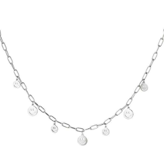 Yehwang ketting - Smilies - Stainless steel - Zilverkleurig