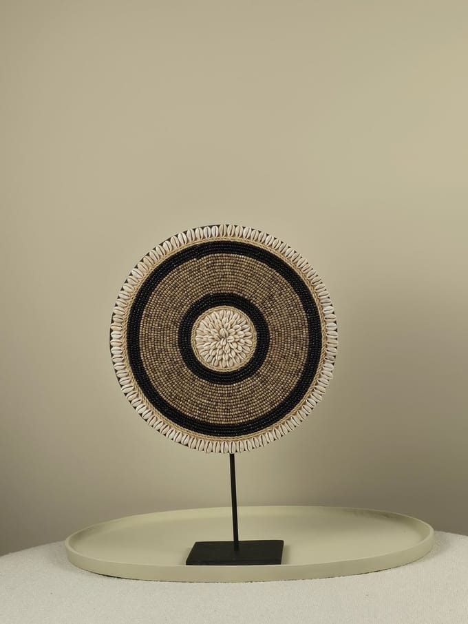 Blitzdeco - Kralen Ornament op Standaard - Lou - Handgemaakt - Bruin Zwart - Modern Boho - 30CM