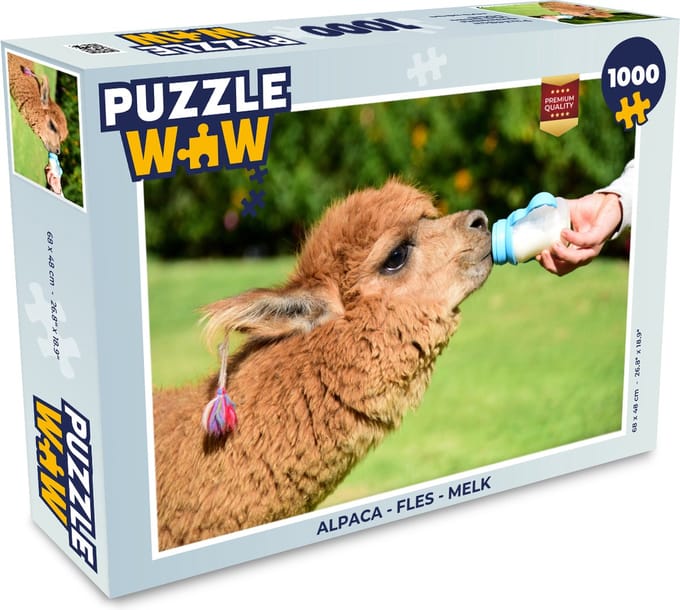 Puzzel Alpaca - Fles - Melk - Legpuzzel - Puzzel 1000 stukjes volwassenen