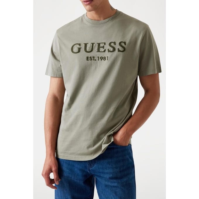 GUESS Ss Cn  Box Logo Mossy Green Taglia: M | Magliette basic Outlet | Uomo | Verde