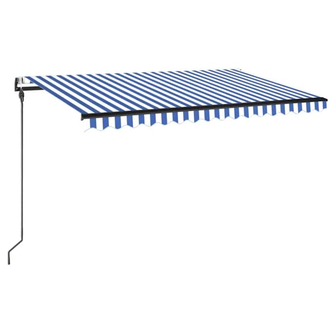 vidaXL - Uitschuifbare - luifel - Blauw - en - Wit - 450 - × - 300 - cm - Polyester