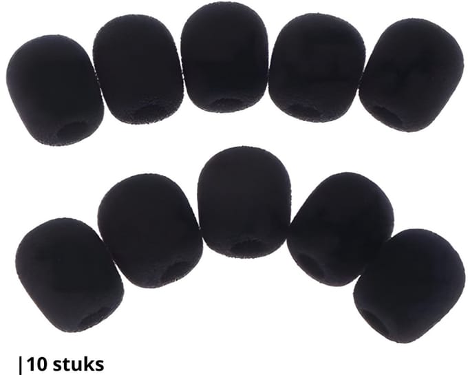 Knaak Microfoon Windkap - Headset - Cover - Plopkap - Cap - Windshield - 25x20mm - Zwart - 10 stuks