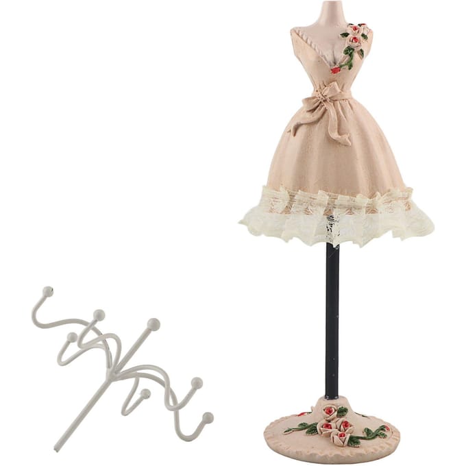 Sieradenstandaard Display Oorbellen Ketting Opbergruimte Polyresin Poppenhouder met Draaibaar