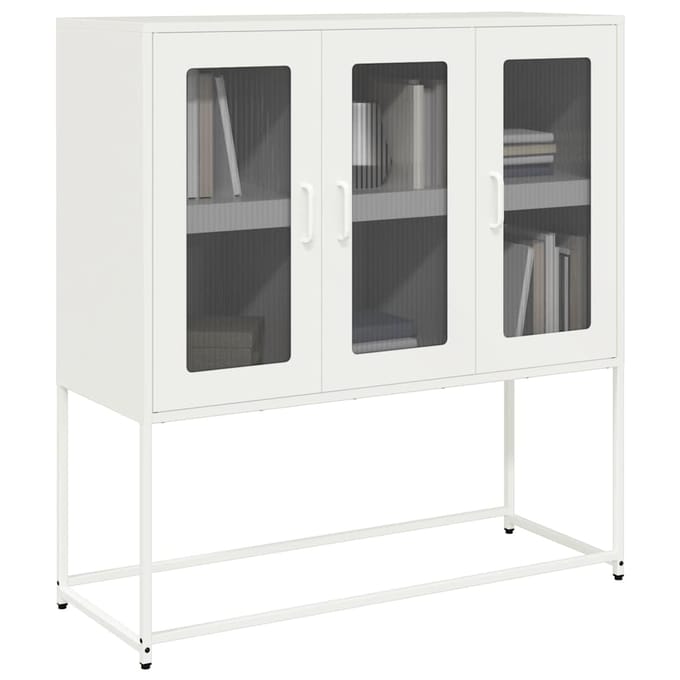 vidaXL - Dressoir - 100,5x39x107 - cm - koudgewalst - staal - wit