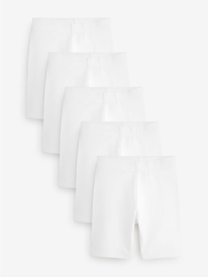 Next - Meisjes - Set van 5 lange fietsshorts met stretch en hoog katoengehalte - Wit