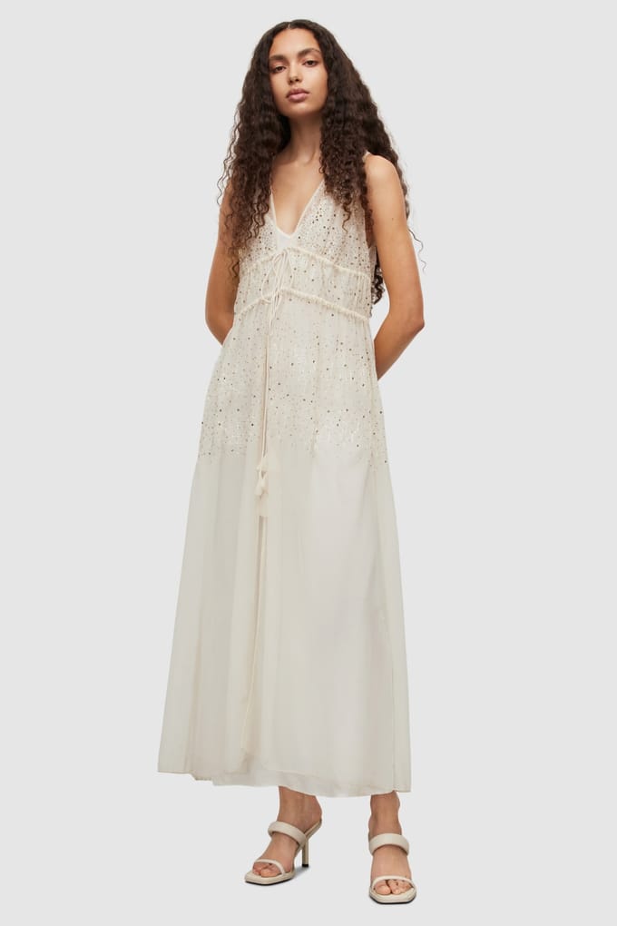 AllSaints Robyn Emb Dress Off White Taglia: 6 | Maxi abiti Outlet | Donna | Bianco