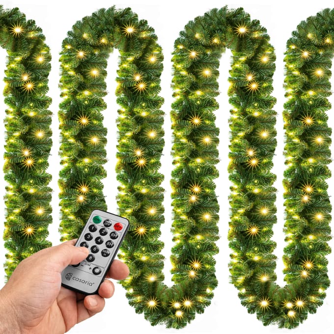 Casaria Kerstguirlande - 5m 100 LED´s-Dennennaalden Groen – Warm wit